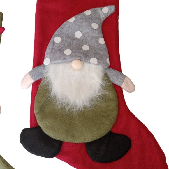 2 Large Gnome Stockings, Holiday Christmas Stockings, Christmas Decor - Picture 4 of 13